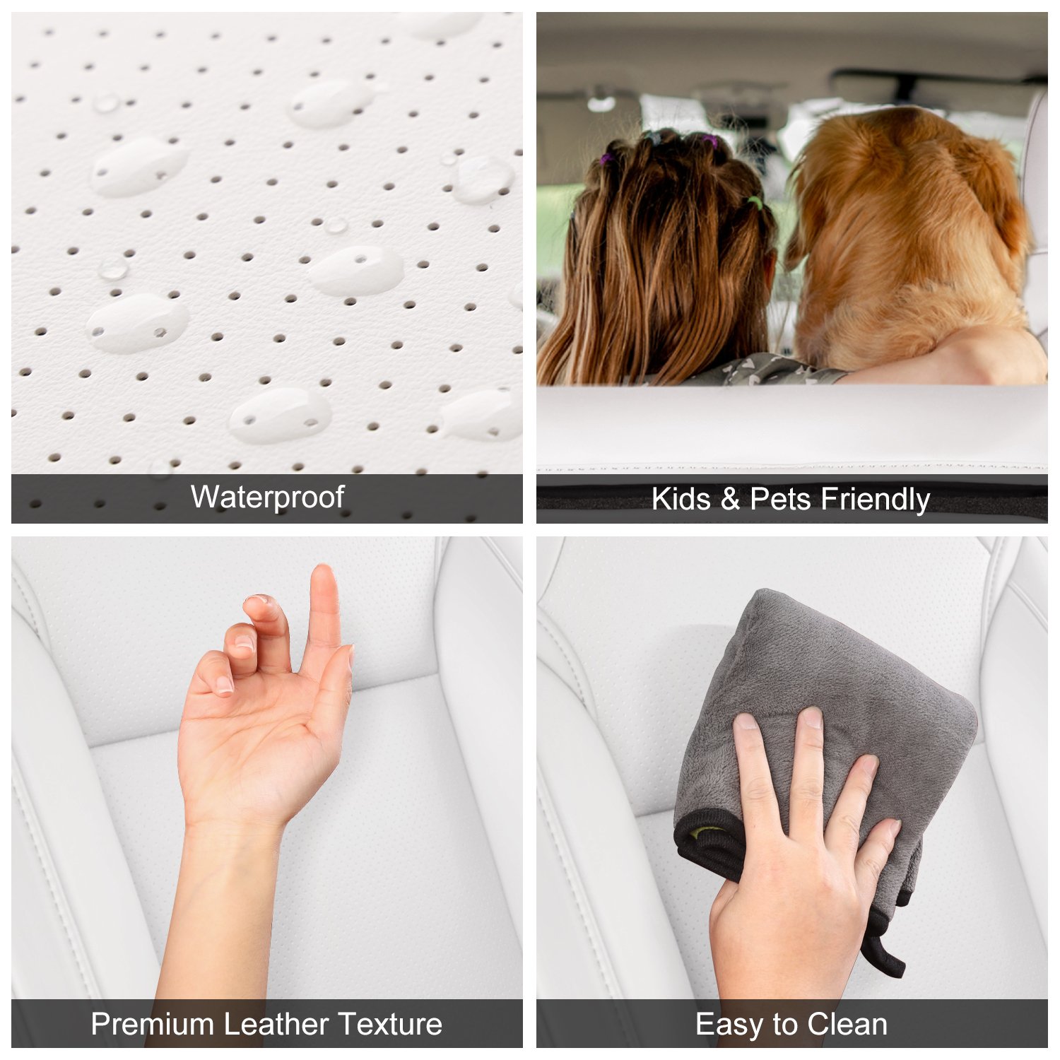 2024 Tesla Model 3 Highland Upgraded Car Seat Covers Nappa Leather Car Interior Seat Airbag Compatible Cushion Cover Full Set Custom Fit 2024 Model 3, Nappa White