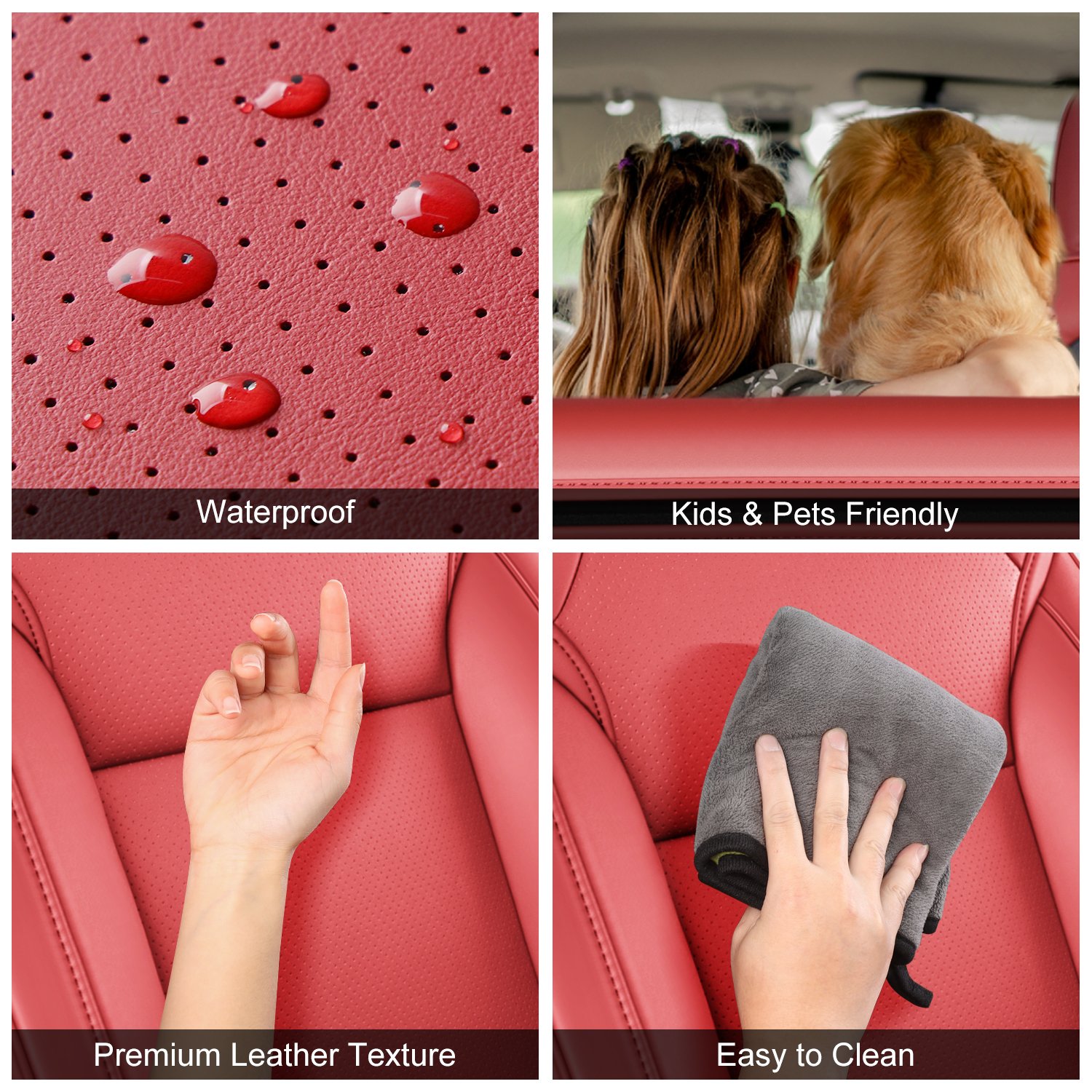 2024 Tesla Model 3 Highland Upgraded Car Seat Covers Nappa Leather Car Interior Seat Airbag Compatible Cushion Cover Full Set Custom Fit 2024 Model 3, Nappa Wine Red